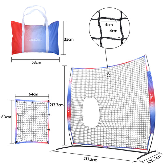Compact Transport 7' x 7' Baseball Softball Pitch-Through Net