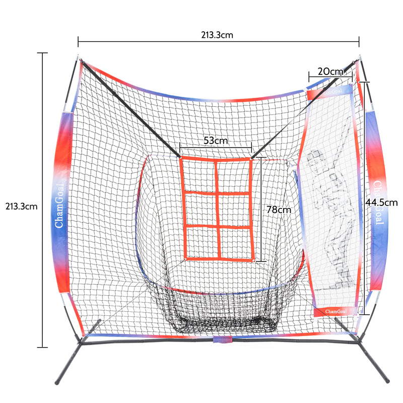 Load image into Gallery viewer, Compact Transport 7' x 7' Baseball Softball Net for Hitting and Pitching with Strike Zone and Dummy Batter