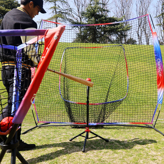 7' x 7' Baseball Softball 4-in-1 Combo with Net, Tee, Ball Caddy, and Balls