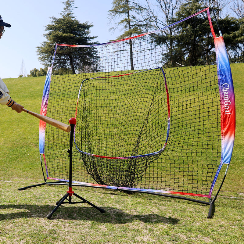 Load image into Gallery viewer, 7' x 7' Baseball & Softball Tee and Net Combo for Hitting and Pitching