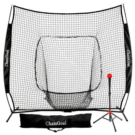 7' x 7' Baseball & Softball Tee and Net Combo black