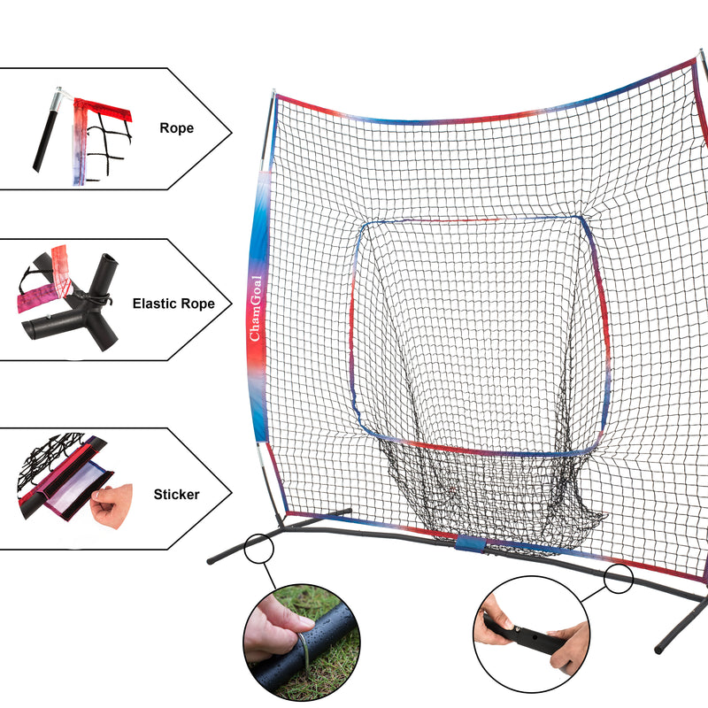 Load image into Gallery viewer, Upgraded 7' x 7' Baseball Softball Net for Hitting and Pitching details