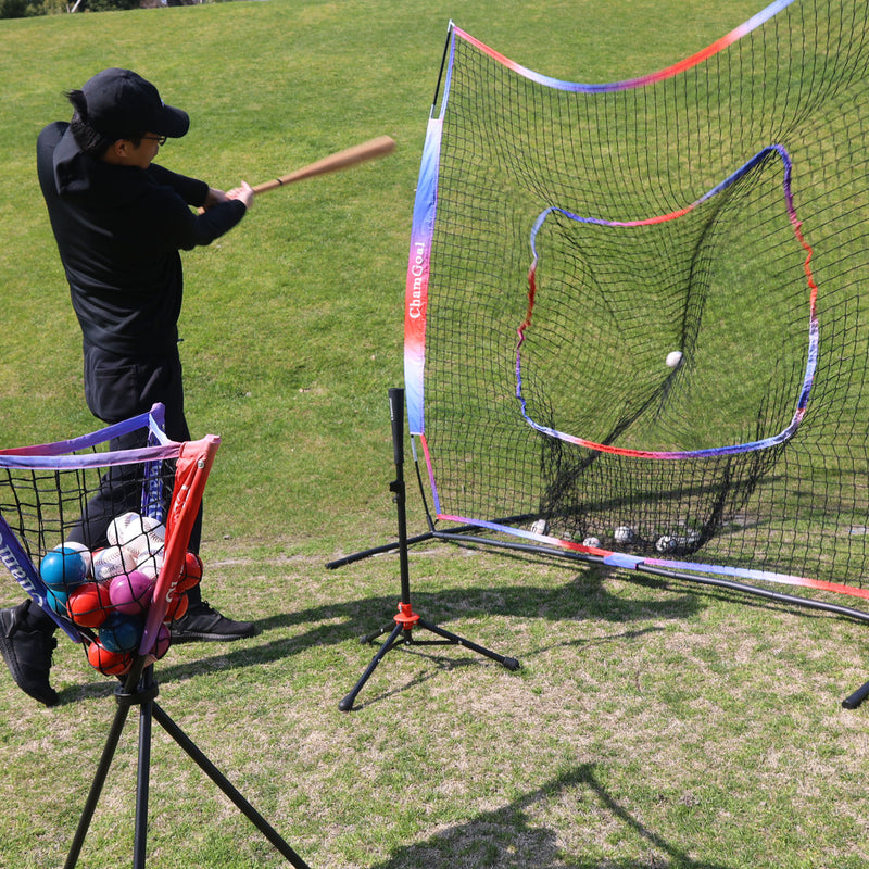 Load image into Gallery viewer, 7&#39; x 7&#39; Baseball Softball 4-in-1 Combo with Net, Tee, Ball Caddy, and Balls

