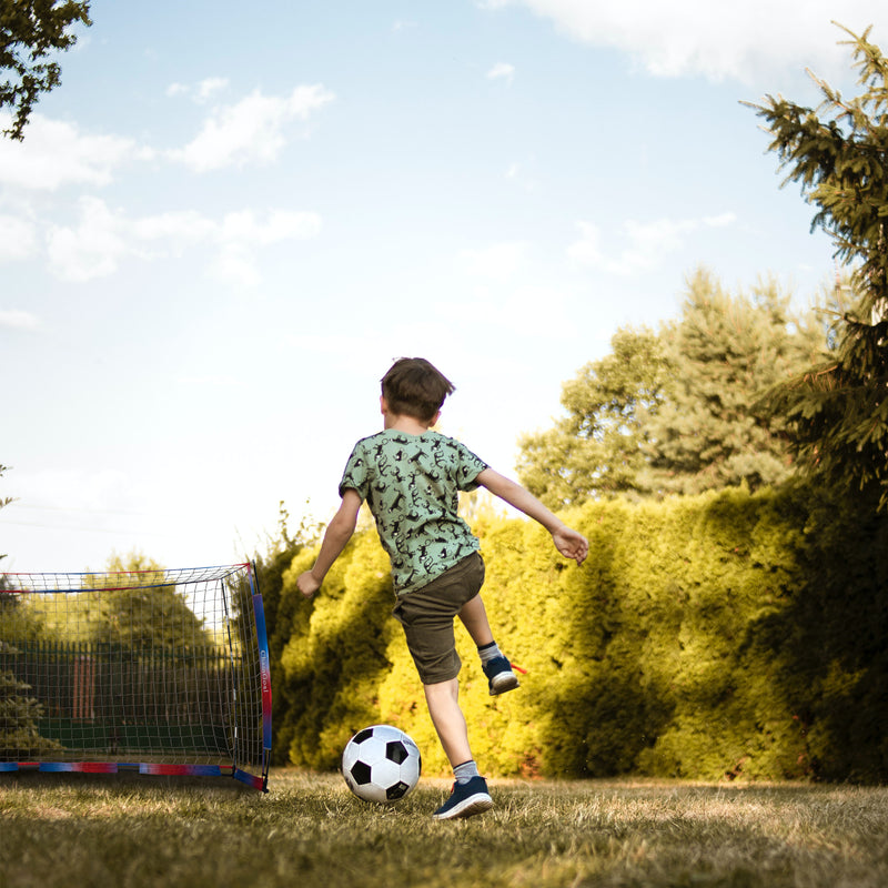 Load image into Gallery viewer, Little Kid playing soccer with 6&#39; x 4&#39; Portable Soccer Goal Net
