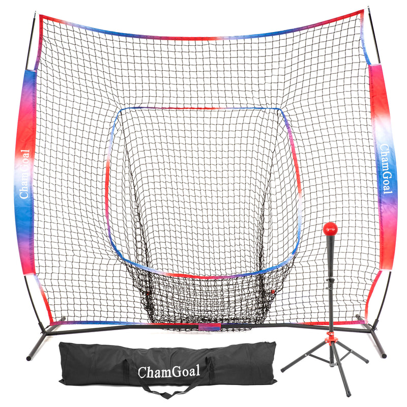 Load image into Gallery viewer, 7&#39; x 7&#39; Baseball &amp; Softball Tee and Net 3 in 1 Combo for Hitting and Pitching
