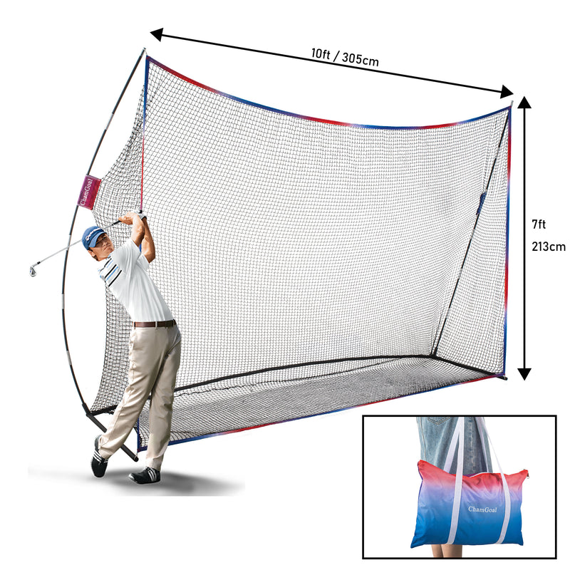 Load image into Gallery viewer, 10&#39; x 7&#39; Golf Practice Hitting Net size demonstration
