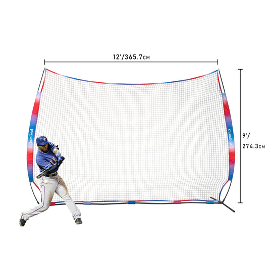 12' x 9' Portable Sports Barrier Net, Collapsible Backstop Net for Multi-Sport