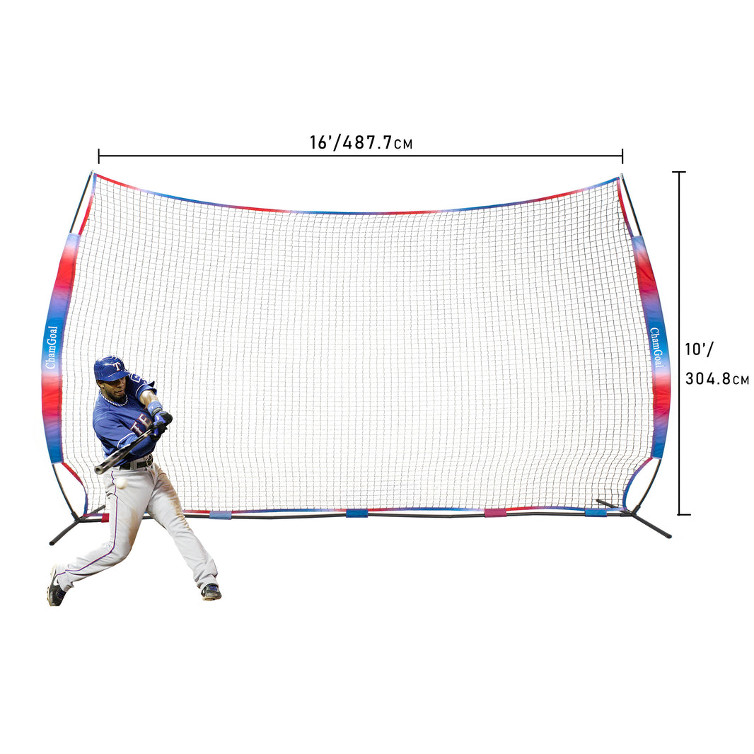 16' x 10' Portable Sports Barrier Net, Collapsible Backstop Net for Mu ...